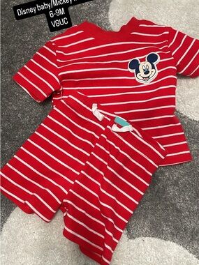 Disney Red & White Striped Mickey Matching Set